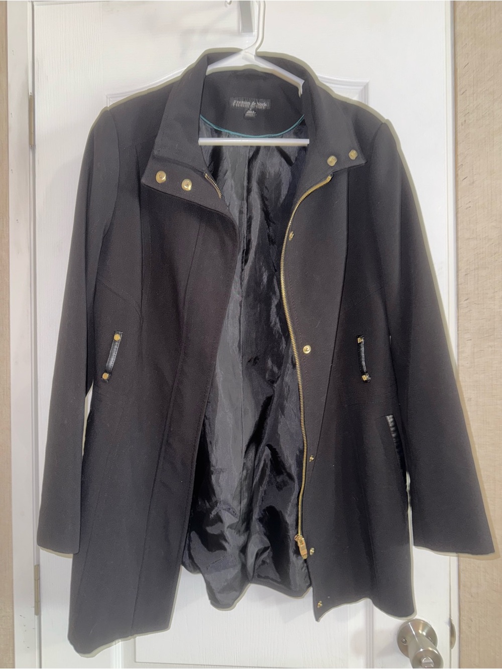 Preston & York Black Trench Coat with Gold Hardware